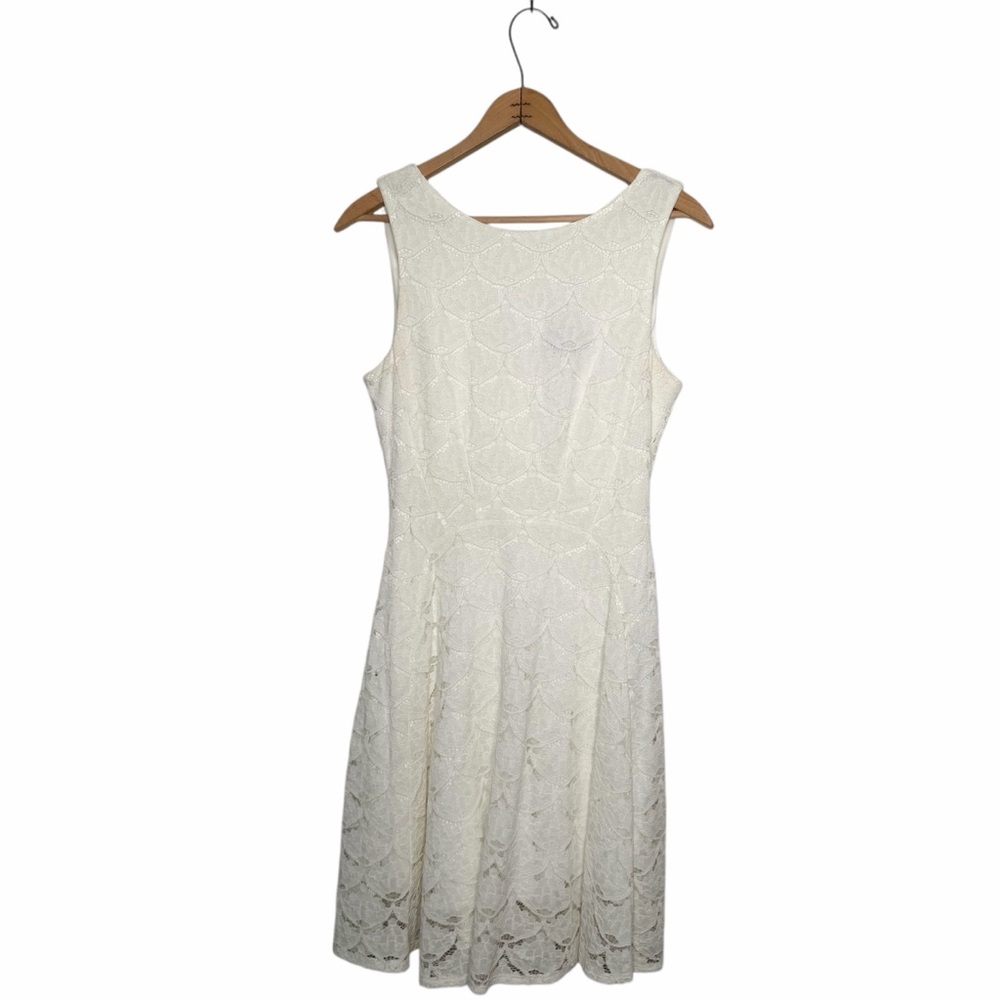 Aqua White Lace Sleeveless A-line Dress Size Medium